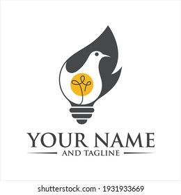Smart bird lamp bulb idea logo design. Creative bird logo design concept.