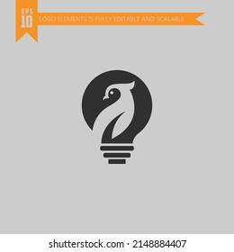Smart bird lamp bulb idea logo design. Creative bird logo design concept