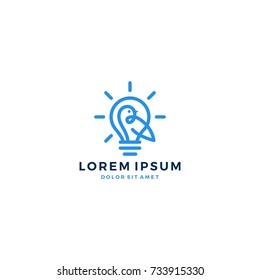 smart bird lamp bulb idea logo template vector icon illustration