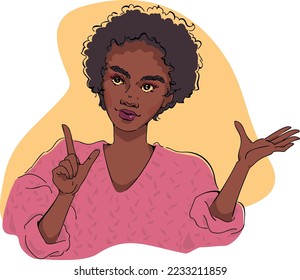 Smart black women gesturing with hands in presentation