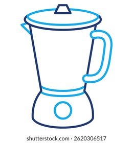 Icono de licuadora inteligente representado por el estilo de línea dual de licuadora automática.