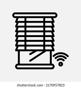 Smart blinds icon in line style about smart home, use for website mobile app presentation