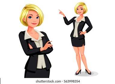 Smart blonde business women vector illustration 