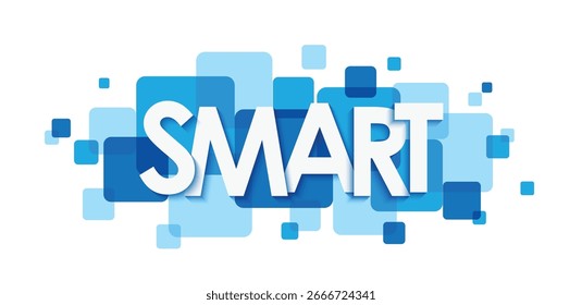 ANUNCIO de tipografía de Vector azul SMART con cuadrados superpuestos
