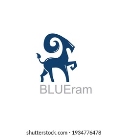 smart blue Walking ziege Logo, Silhouette von elegantem rammen, Vektorgrafiken