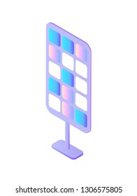 Smart board with sectors, screen with sensor isolated icon vector. Stand with colorful squares, system for control and automatic modern management