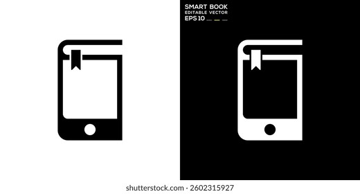 Smart book logo. Smart phone, electric, digital, education. Vector icon symbol design template EPS 10.	
