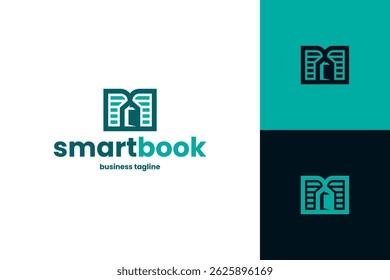 smart book pencil logo vector