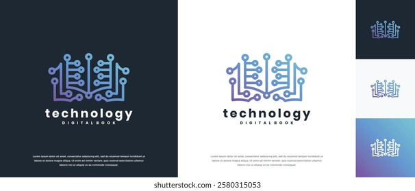 smart book technology logo design template. technology book logo icon