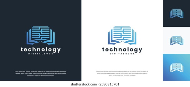 smart book technology logo design template. technology book logo icon