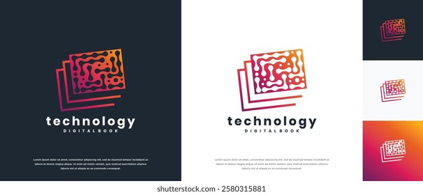 smart book technology logo design template. technology book logo icon
