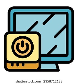 Smart box control icon outline vector. Internet wifi. Camera home color flat
