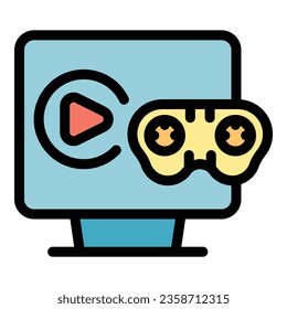 Vector de contorno de icono del juego de caja inteligente. Internet computacional. Pantalla plana