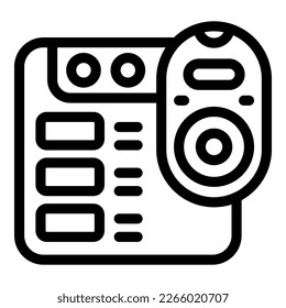 Vector de contorno de icono de control remoto de caja inteligente. Video residencial. juego de Internet
