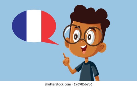 Smart Boy Learning to Speak French. Young child expanding his vocabulary learning new words in foreign language
