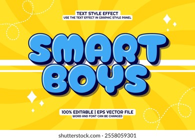 Smart Boys Text Effect Editable 3d Cartoon Style