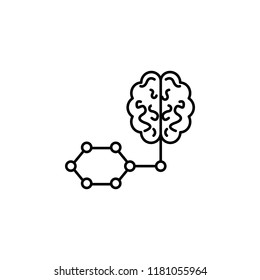 Smart brain artificial intelligence concept line icon. Simple element illustration. Smart brain concept outline symbol design from artificial intelligence set on white background