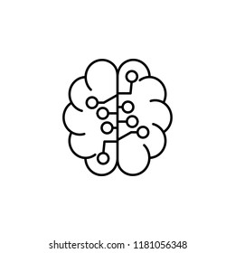 Smart brain artificial intelligence concept line icon. Simple element illustration. Smart brain concept outline symbol design from artificial intelligence set on white background