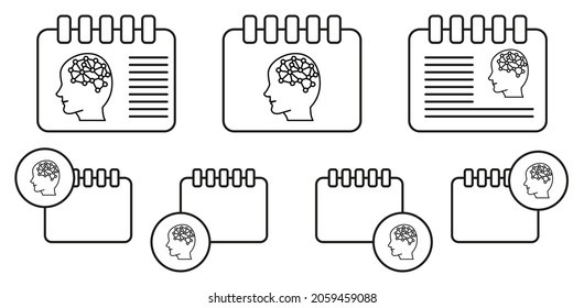 Smart brain artificial intelligence concept line vector icon in calender set illustration for ui and ux, website or mobile application