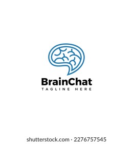 Logo del símbolo inteligente de comunicación cerebral. Diseño moderno con líneas de arte. Plantilla de vector