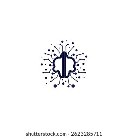 Smart brain with digital line for technology and innovation logo template