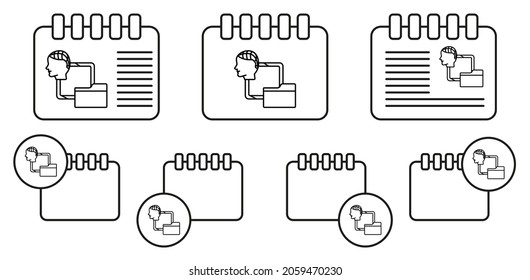 Smart Brain File Concept Line Vector Icon In Calender Set Illustration For Ui And Ux, Website Or Mobile Application