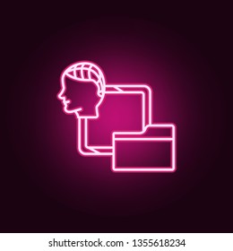 Smart brain file neon icon. Elements of Artifical intelligence set. Simple icon for websites, web design, mobile app, info graphics