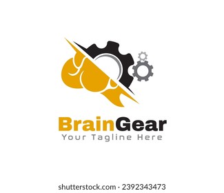 smart brain gear system logo icon symbol design template illustration inspiration