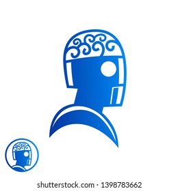 smart brain intelligence robot / cyborg ai character logo design