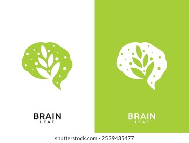 smart brain leaf logo design. simple modern human mind icon vector template