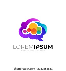 Smart brain logo with 3d colorful