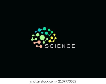 Smart brain logo concept for psychology, education, medicine, MRI research, mental health technology symbol. Brainstorm vector logotype. Abstract dots label. Vector illustration