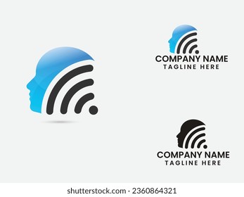 Smart brain logo design. Brain logo. Smart head. Business. Technology. Wifi. Online. Human brain. Premium template. Network. Icon