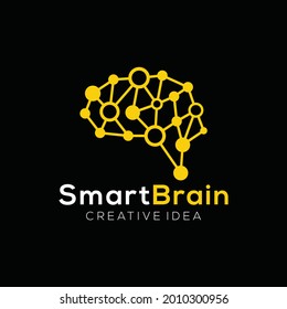 Smart brain logo design illustration, Education logo