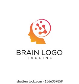 Smart Brain Logo Design Template Icon. Head Tech logo brain design idea. Pixel Head logo concept vector. Robotic Technology mind Logo template design illustration