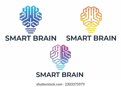Smart brain logo design template