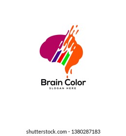 smart brain logo designs concept, colorful brain logo designs