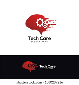 smart brain logo designs concept, head tech logo designs