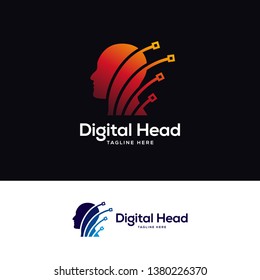 smart brain logo designs, head tech logo designs concept,