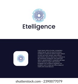 Tecnología de logotipo de cerebro inteligente, vector de logotipo de mente