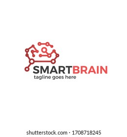 Smart Brain Logo. Vector Tech Brain Web It Logotype. Vector App Technology Logo