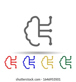 Intelligentes Gehirn mit mehrfarbigem Stil. Einfache dünne Linie, Vektorillustration von Web-Icons für i und ux, Website oder mobile Applikationen