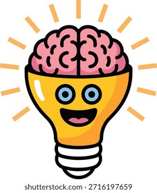 Elemento gráfico de cabeza de bombilla de luz abierta inteligente perfecto para el diseño escolar y los recursos educativos que necesitan un Vector brillante.
