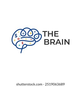 Diseño de logotipo de contorno de cerebro inteligente