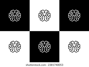 smart brain technology illustration logo