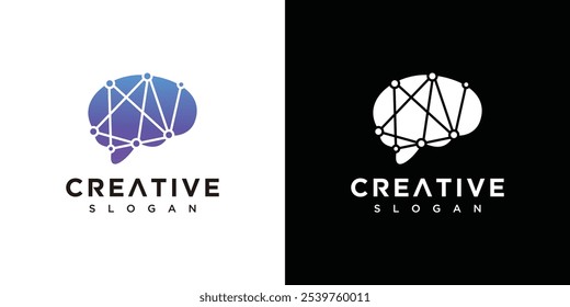 Smart brain technology logo design template. brain digital technology logo icon	
