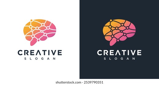 Plantilla de diseño de logotipo de tecnología inteligente cerebral. icono de logotipo de tecnología digital cerebral	
