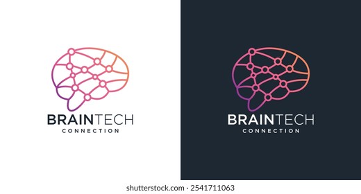 Plantilla de diseño de logotipo de tecnología inteligente cerebral. icono de logotipo de tecnología digital cerebral	
