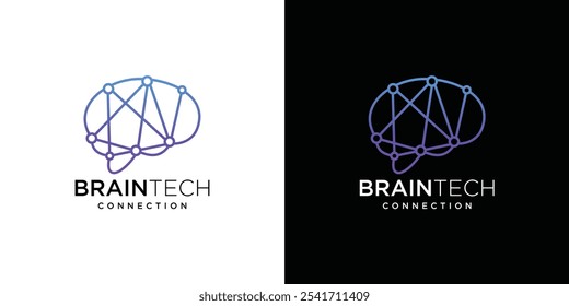 Modelo de design do logotipo da tecnologia inteligente do cérebro. ícone do logotipo da tecnologia digital do cérebro	
