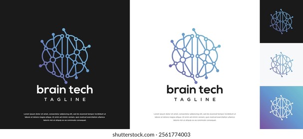 Smart brain technology logo design. Technology human brain logo template. Technology logo symbol icon